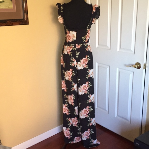 NEW LIKELY BLACK FLORAL PRINT RUFFLE JUMPSUIT - Picture 8 of 16